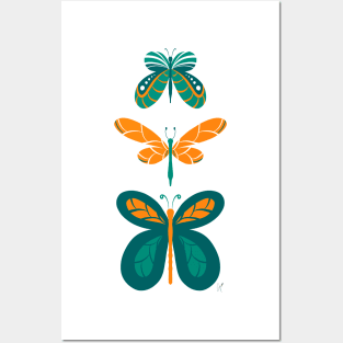 Butterflies Orange & Green Posters and Art